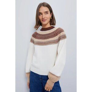 Tuckernuck Hyacinth House Size XS Knit Neutral Color Block Bishop Sleeve Sweater